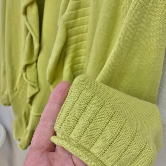 3/4 Sleeve Ruffled Edge Open Front Cardigan - Picture 8 of 13